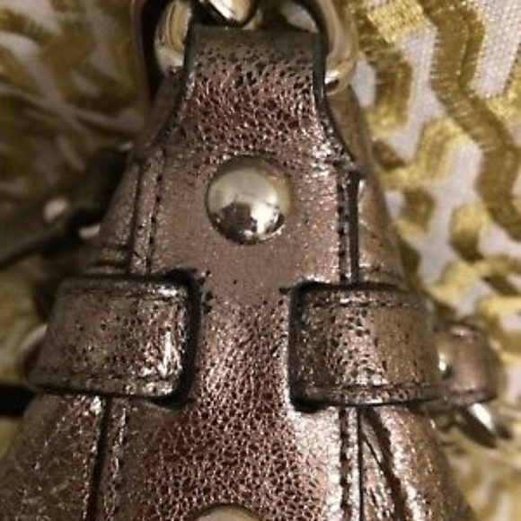 Leather Metallic Coach Bag (pewter) - Picture 5 of 8